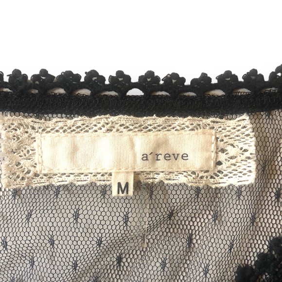 Anthro A’Reve Goth Whimsigoth Black Lace Sheer Shirt Blouse - Picture 4 of 5